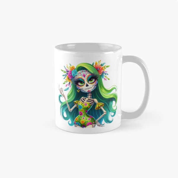 Item preview, Green Hair Catrina with Floral Crown and Dress designed and sold by Krasnovaovaova.