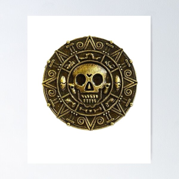 Item preview, Aztec Gold Ancient Coin Skull designed and sold by Abstract65.