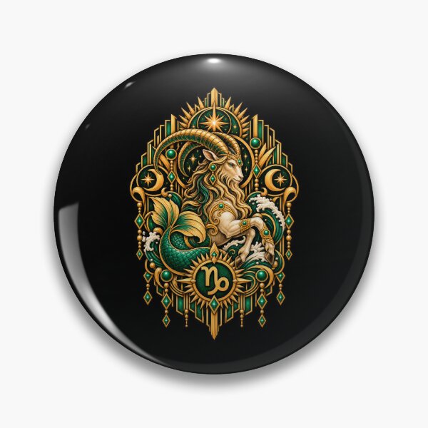 Item preview, Emerald Mountain Sentinel – Art Deco Capricorn Zodiac designed and sold by RockitBaby.