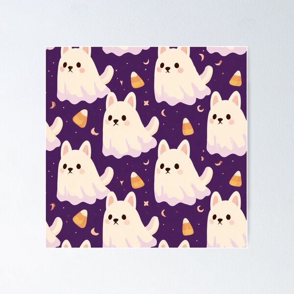 Item preview, Cute Ghost Dog Candy Corn Halloween Pattern designed and sold by NicolasGlowArt.