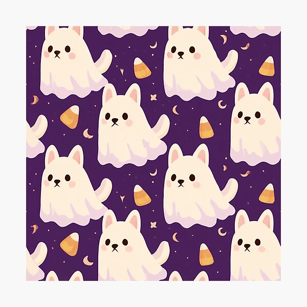 Item preview, Cute Ghost Dog Candy Corn Halloween Pattern designed and sold by NicolasGlowArt.