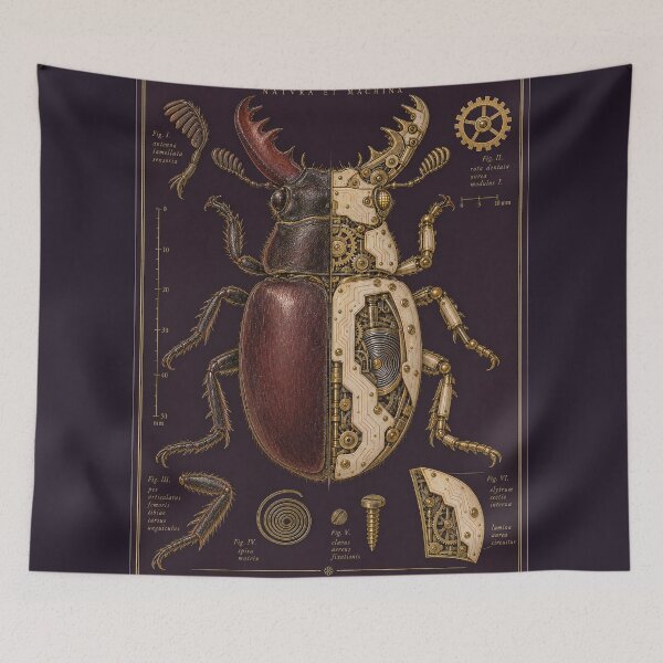 Item preview, Stag Beetle Natura et Machina Cyber Renaissance Entomological Plate designed and sold by DMarquiseArt.