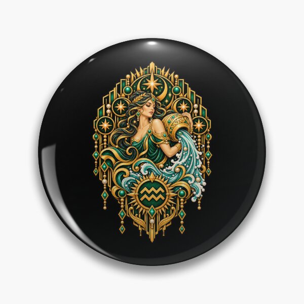 Item preview, Emerald Tides of Tomorrow – Art Deco Aquarius Zodiac designed and sold by RockitBaby.