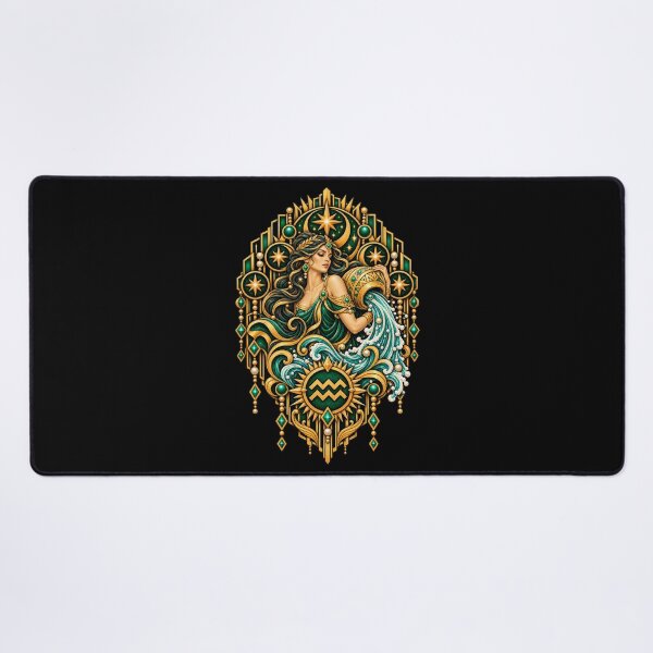 Item preview, Emerald Tides of Tomorrow – Art Deco Aquarius Zodiac designed and sold by RockitBaby.