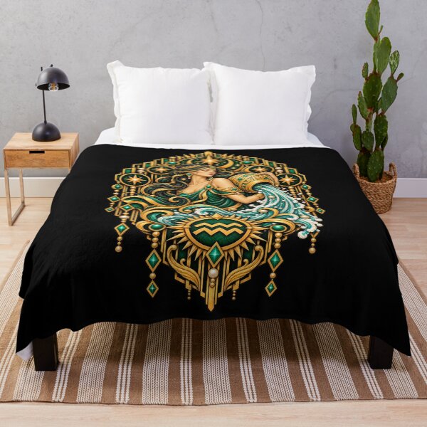 Item preview, Emerald Tides of Tomorrow – Art Deco Aquarius Zodiac designed and sold by RockitBaby.