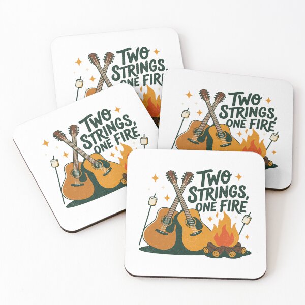 Item preview, Two Strings One Fire Acoustic Guitar Art — Vintage Camping & Folk Music Lover Gift designed and sold by cannsuh.
