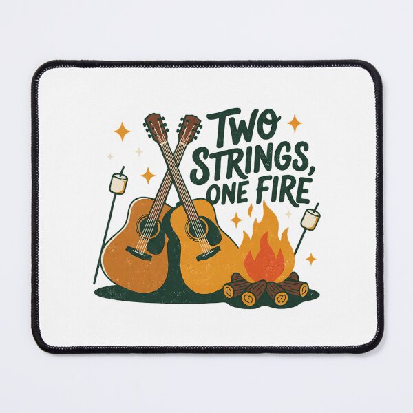 Item preview, Two Strings One Fire Acoustic Guitar Art — Vintage Camping & Folk Music Lover Gift designed and sold by cannsuh.