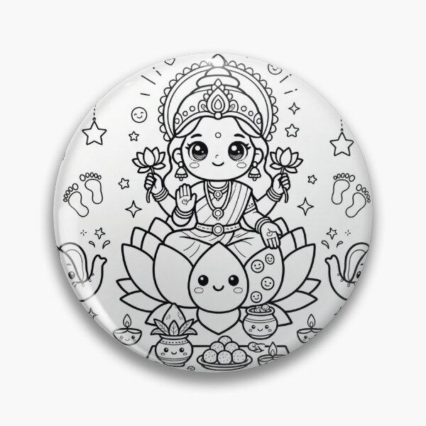 Item preview, Diwali, happy lakshmi puja, kawaii style colour me in designed and sold by khuship.