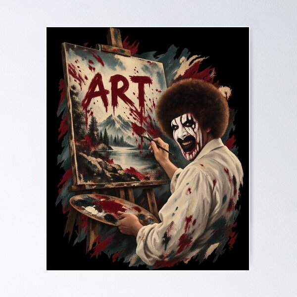 Item preview, Creepy Clown Painter Landscape Art Funny Horror Slasher Parody designed and sold by Maureendz.