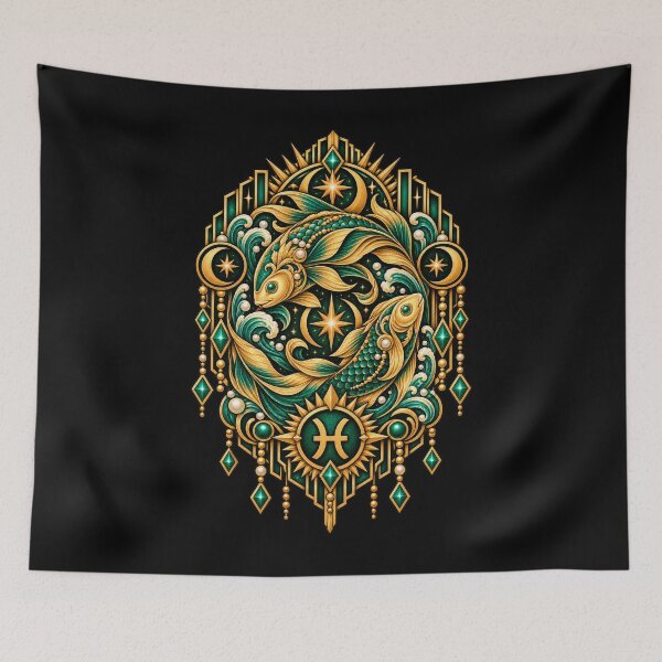 Item preview, Emerald Tides Eternal – Art Deco Pisces Zodiac designed and sold by RockitBaby.