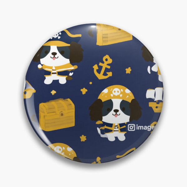 Item preview, Kawaii Pirate Dog Treasure Ship Anchor Pattern designed and sold by NicolasGlowArt.