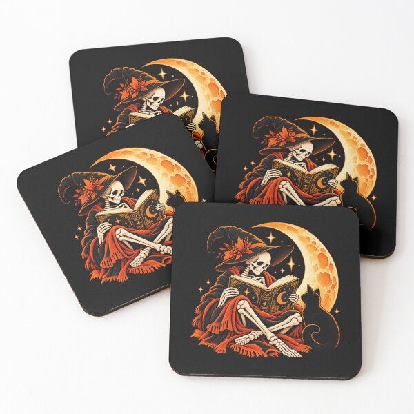 Item preview, Skeleton Book Lover Halloween Black Cat Reader Gift designed and sold by Corvoria.