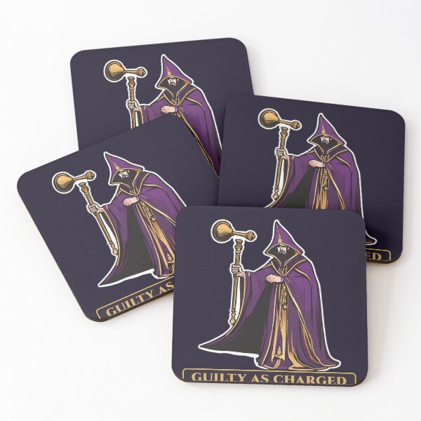 Item preview, Guilty as Charged – Hooded Wizard Judge with a Golden Gavel designed and sold by Wyyder's Spellbook.