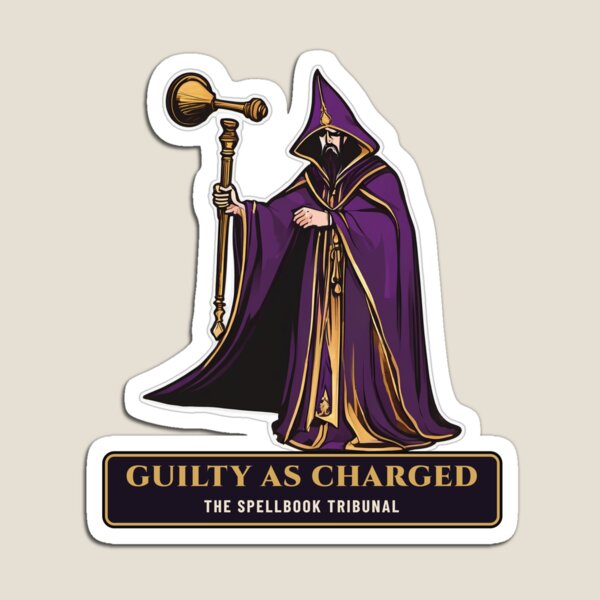 Item preview, Guilty as Charged – Hooded Wizard Judge with a Golden Gavel designed and sold by Wyyder's Spellbook.
