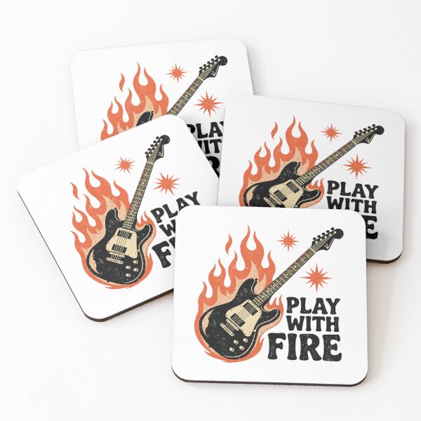 Item preview, Play With Fire Flaming Guitar Art — Vintage Rock Musician & Bassist Gift designed and sold by cannsuh.