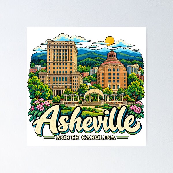 Item preview, Hand Drawn Asheville North Carolina Travel Souvenir Landmark Gift designed and sold by MichaeIRellov.