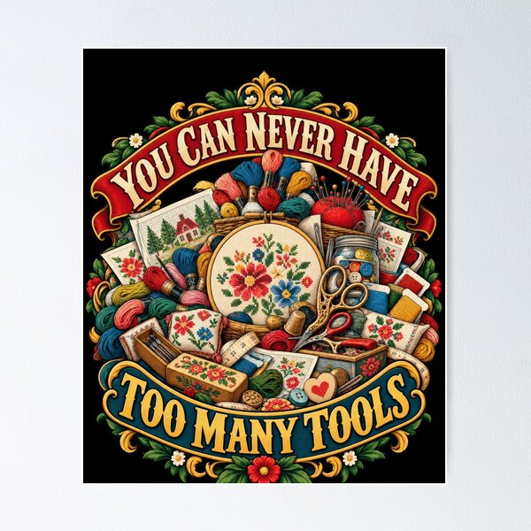 Item preview, Funny Whimsical Pile Specialized Tools Cross Stitch Lover designed and sold by Aqouiatiqe.