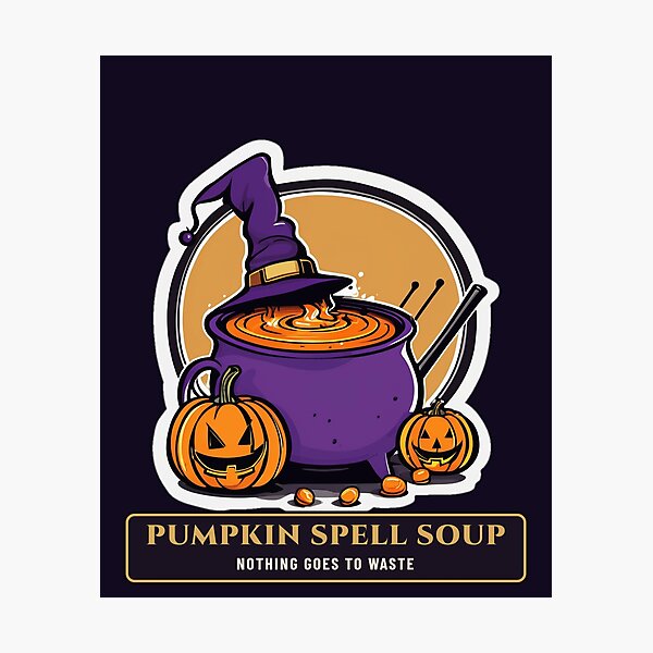 Item preview, Pumpkin Spell Soup – Witch Hat Cauldron and Jack-o'-Lanterns designed and sold by Wyyder's Spellbook.
