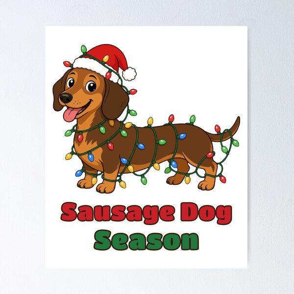 Item preview, Sausage Dog Season Dachshund Christmas Lights designed and sold by Bornprints.