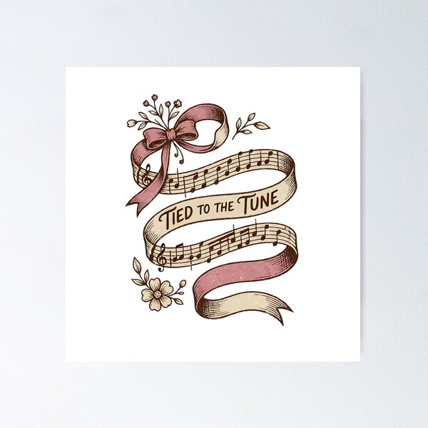Item preview, Tied To The Tune Vintage Ribbon Art — Coquette Music Lover & Choir Gift designed and sold by cannsuh.
