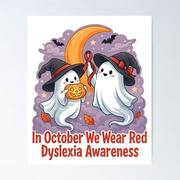 Item preview, In October We Wear Red Dyslexia Awareness Red Ribbon  designed and sold by Redgiant87x.