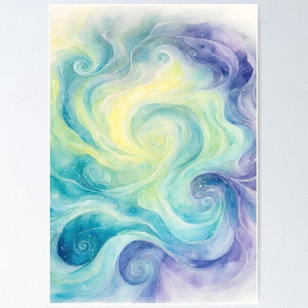 Item preview, Abstract Watercolor Swirls in Turquoise and Lavender designed and sold by Connys Colorful World.