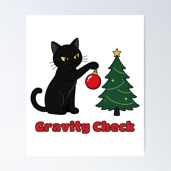 Item preview, Gravity Check Funny Black Cat Christmas Tree Ornament designed and sold by Bornprints.