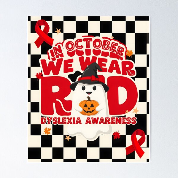 Item preview, In October We Wear Red Dyslexia Awareness Halloween Support designed and sold by Redgiant87x.