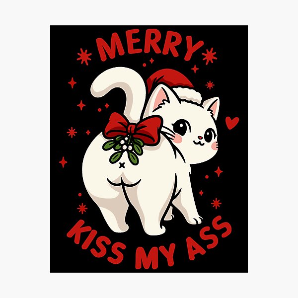 Item preview, Copy of Merry Kiss My Ass – Funny Christmas Cat designed and sold by Ankarzh.