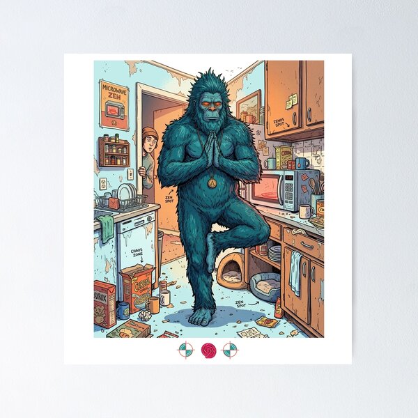 Item preview, Microwave Zen Bigfoot: Tree Pose & Leftovers designed and sold by Whimsy Trail Co.