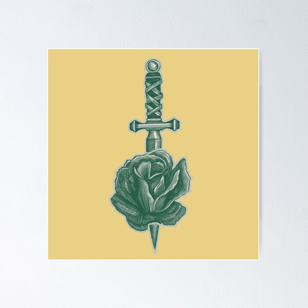 Item preview, Dagger & Rose | Gothic Tattoo Art | Dark Floral Illustration designed and sold by Half Mess.