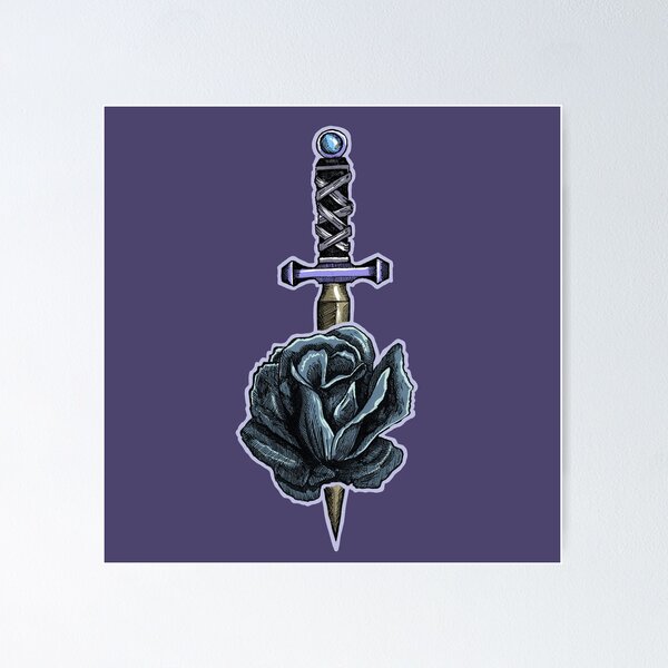Item preview, Dagger & Rose | Gothic Tattoo Art | Dark Floral Illustration designed and sold by Half Mess.