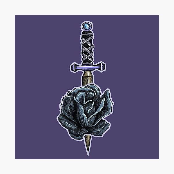 Item preview, Dagger & Rose | Gothic Tattoo Art | Dark Floral Illustration designed and sold by Half Mess.