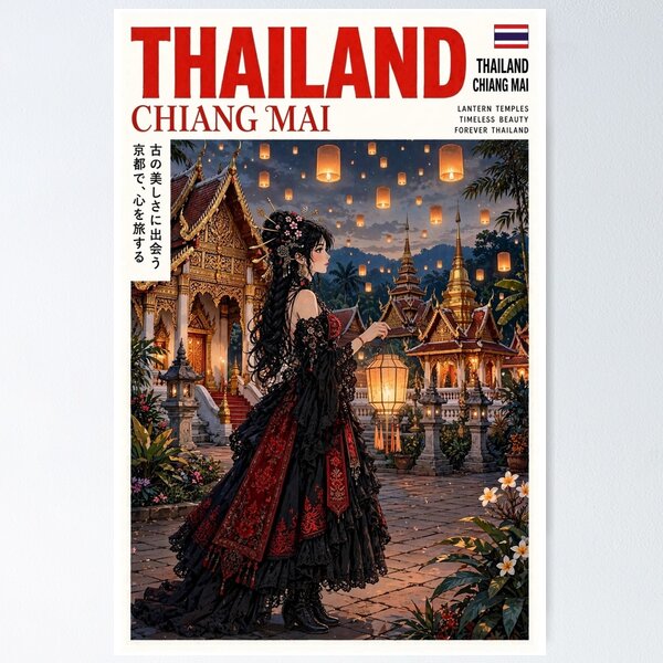 Item preview, Thailand — Chiang Mai — Gothic Serenity in the Lantern Sky designed and sold by DibujandoPorfa.