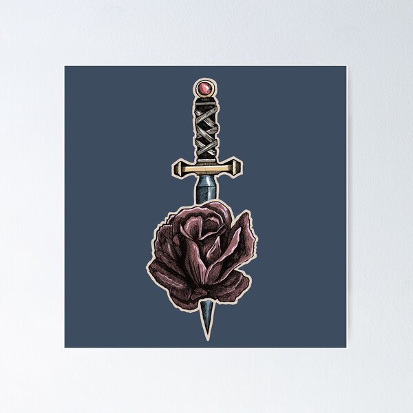 Item preview, Dagger & Rose | Gothic Tattoo Art | Dark Floral Illustration designed and sold by Half Mess.
