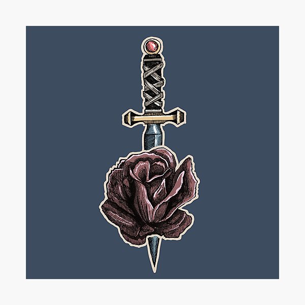 Item preview, Dagger & Rose | Gothic Tattoo Art | Dark Floral Illustration designed and sold by Half Mess.