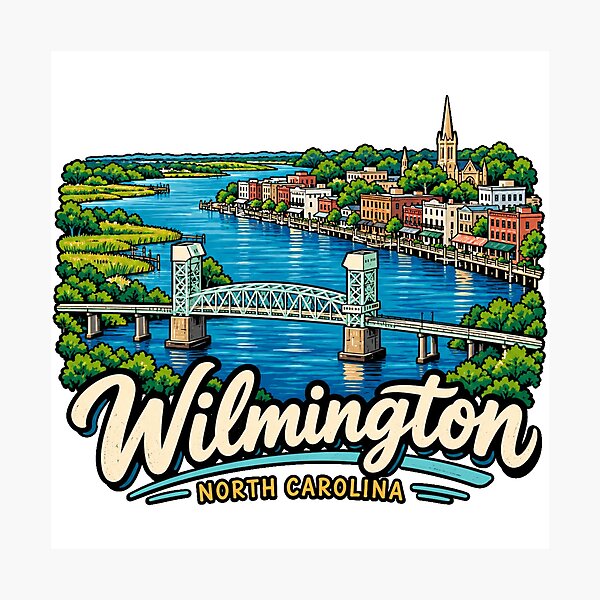 Item preview, Hand Drawn Wilmington North Carolina Travel Souvenir Landmark Gift designed and sold by MichaeIRellov.