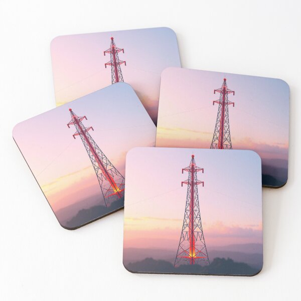 Item preview, Red Radio Tower Against a Pastel Sunset Sky designed and sold by Pylon-Bureau.