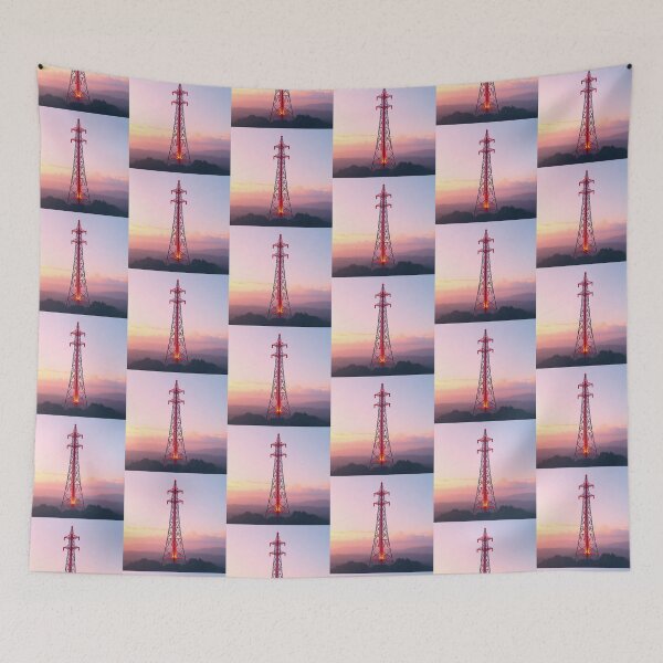 Item preview, Red Radio Tower Against a Pastel Sunset Sky designed and sold by Pylon-Bureau.