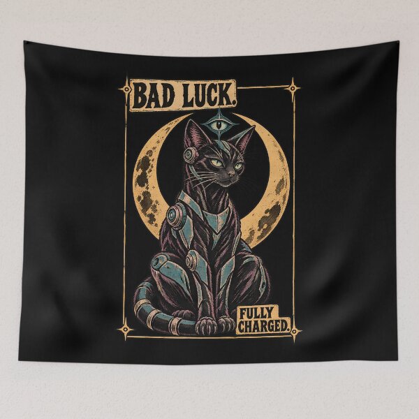 Item preview, Vintage Tarot Robotic Black Cat designed and sold by Apocalyptic Art Studio.