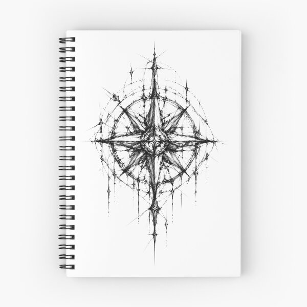 Item preview, Gothic Compass Sacred Geometry Mandala Blackwork designed and sold by Shadow Sprite Art.