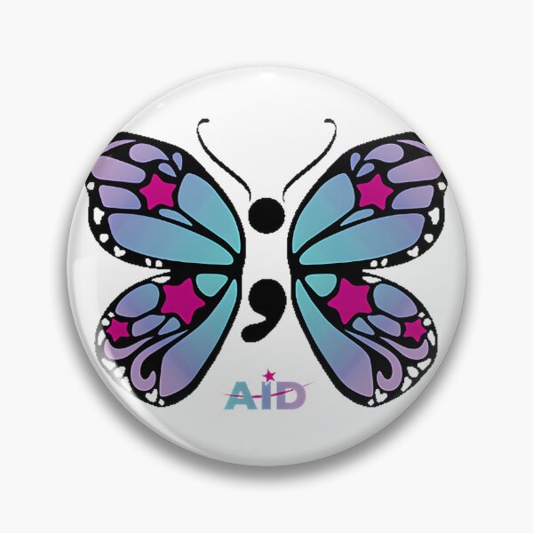 Item preview, Semicolon Butterfly Design in Black - Mental Health Awareness Symbol designed and sold by ARMDisaing.