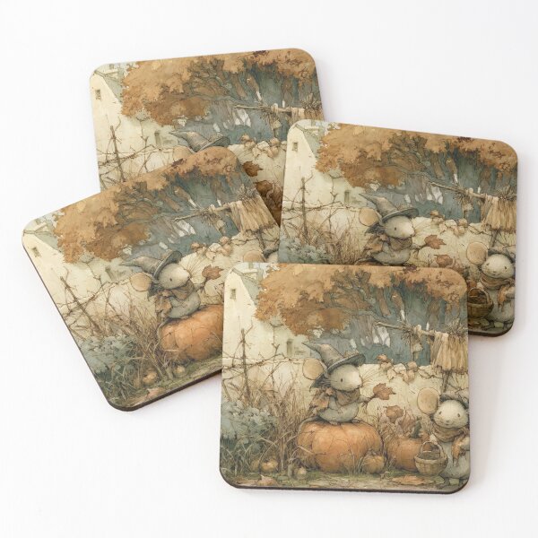 Item preview, Cute mice dressed as witches celebrate Halloween in the garden designed and sold by Mauswohn.