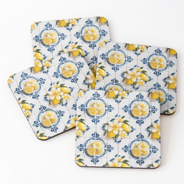 Item preview, Mediterranean Majolica Blue Citrus Pattern 02 designed and sold by The Design Asset Station.