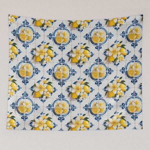 Item preview, Mediterranean Majolica Blue Citrus Pattern 02 designed and sold by The Design Asset Station.