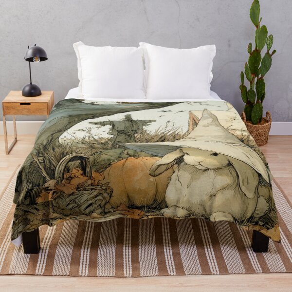 Item preview, Rabbits as witches in autumn, cozy cottagecore image designed and sold by Mauswohn.