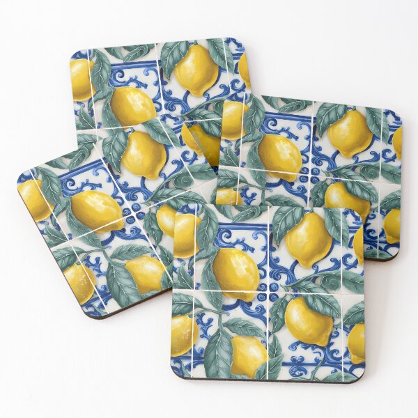 Item preview, Mediterranean Majolica Blue Citrus Pattern 04 designed and sold by The Design Asset Station.