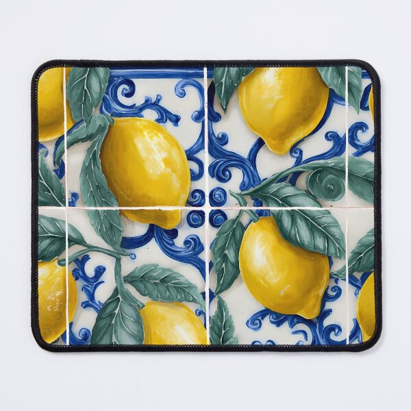 Item preview, Mediterranean Majolica Blue Citrus Pattern 04 designed and sold by The Design Asset Station.