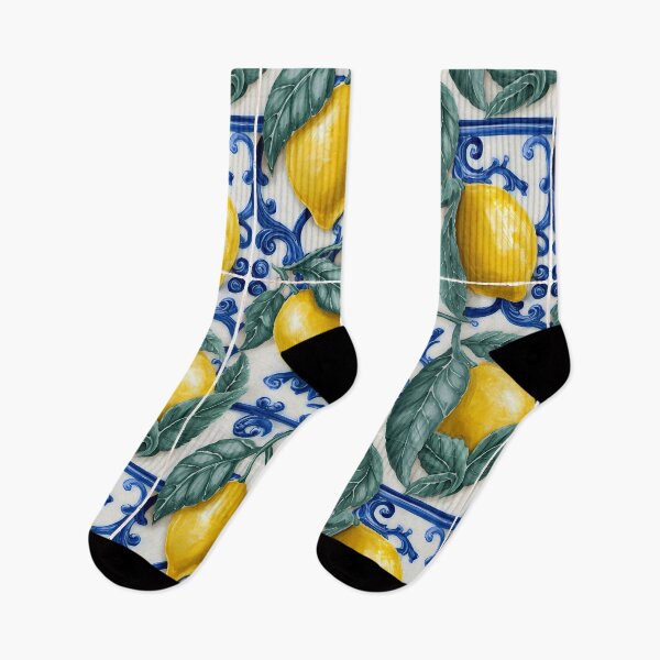 Item preview, Mediterranean Majolica Blue Citrus Pattern 04 designed and sold by The Design Asset Station.