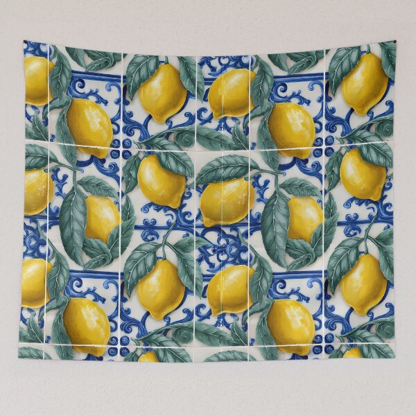 Item preview, Mediterranean Majolica Blue Citrus Pattern 04 designed and sold by The Design Asset Station.